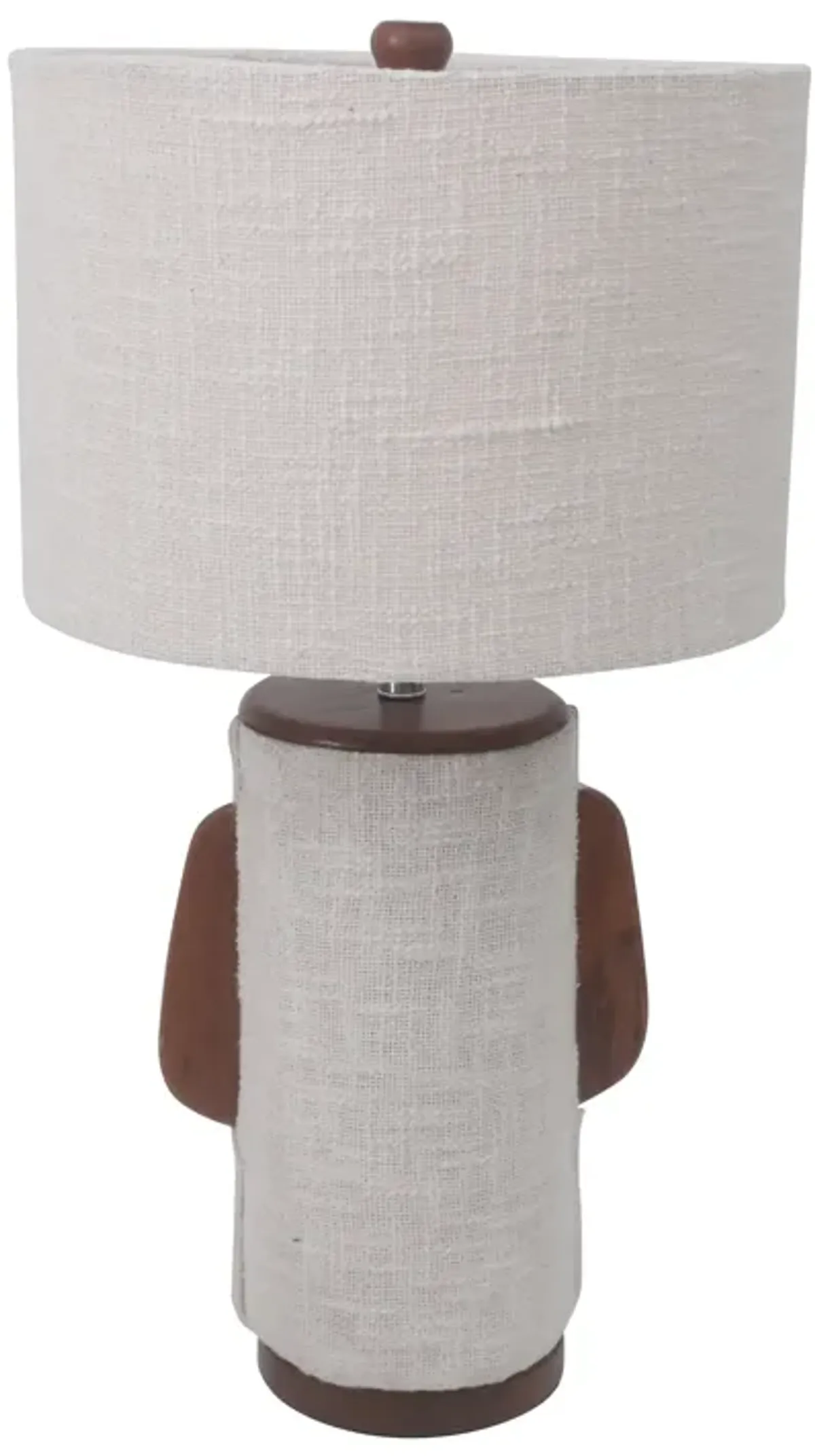 24" Ecomix Fabric Lamp With Wood, Ivory