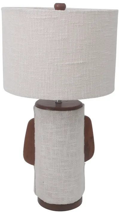 24" Ecomix Fabric Lamp With Wood, Ivory