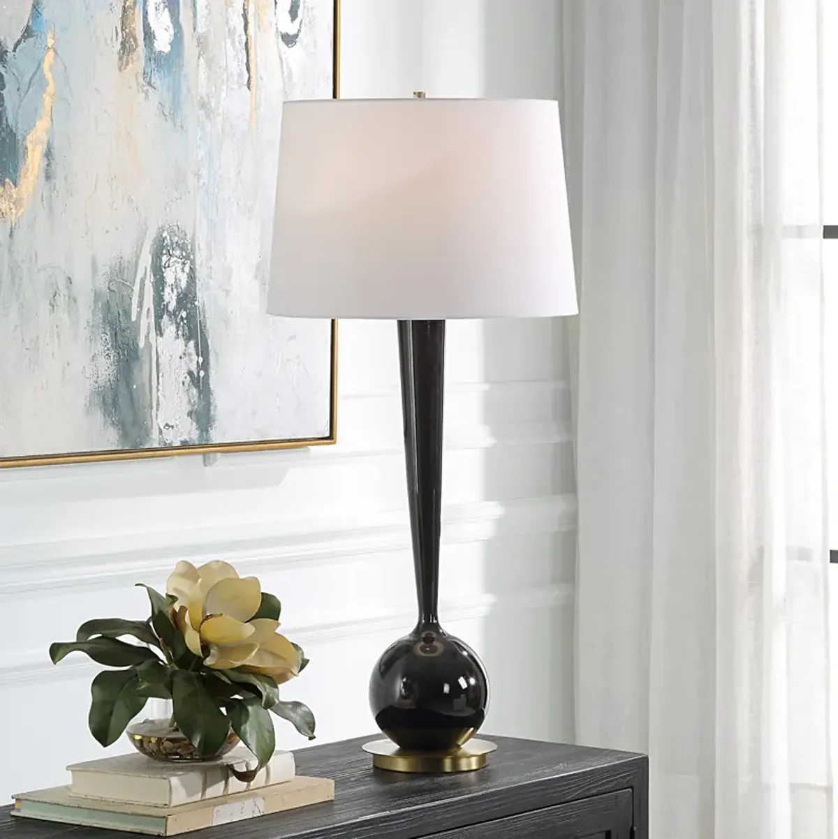 Brielle Polished Black Table Lamp