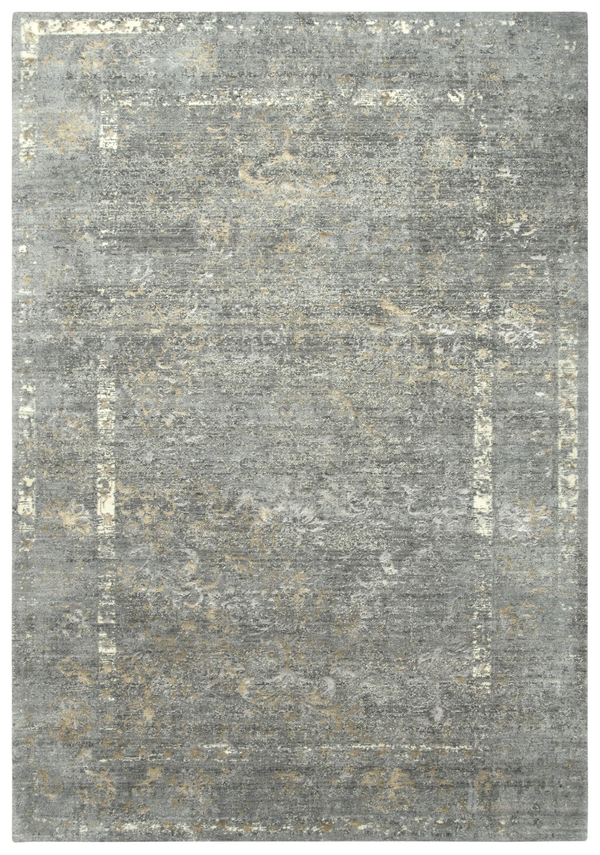 Impressions Gray Classic/Modeled NZ Wool/Tencel Blend 9'x12' Rectangle Rug