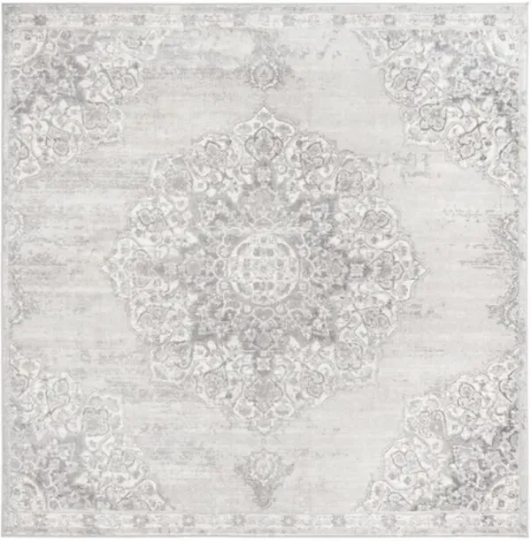 Brentwood 802 Grey / Ivory 5' X 5' Square Square Powerloomed Rug