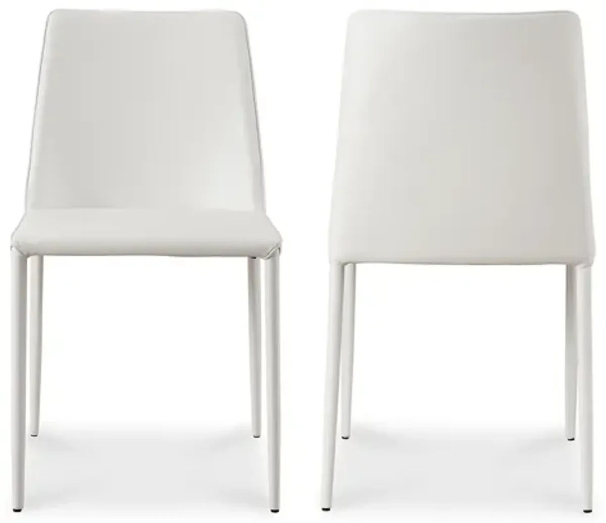 NORA DINING CHAIR WHITE VEGAN LEATHER-SET OF TWO