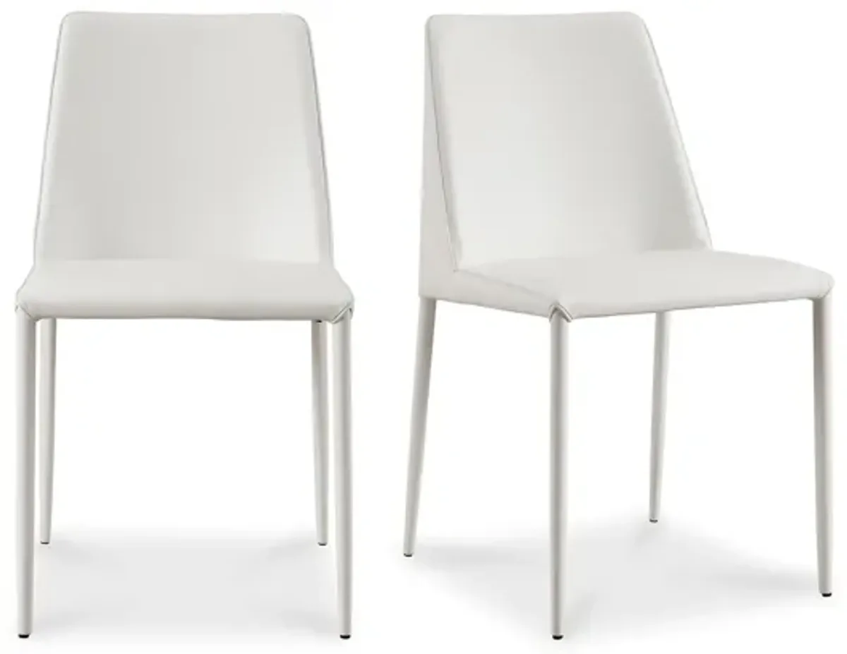 NORA DINING CHAIR WHITE VEGAN LEATHER-SET OF TWO