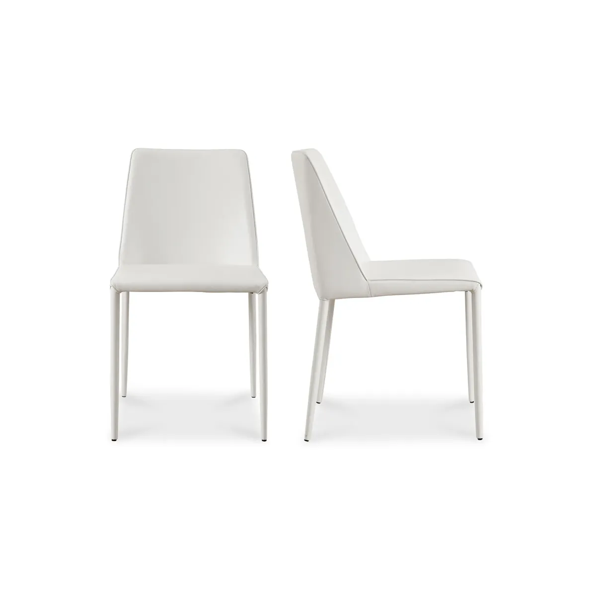 NORA DINING CHAIR WHITE VEGAN LEATHER-SET OF TWO