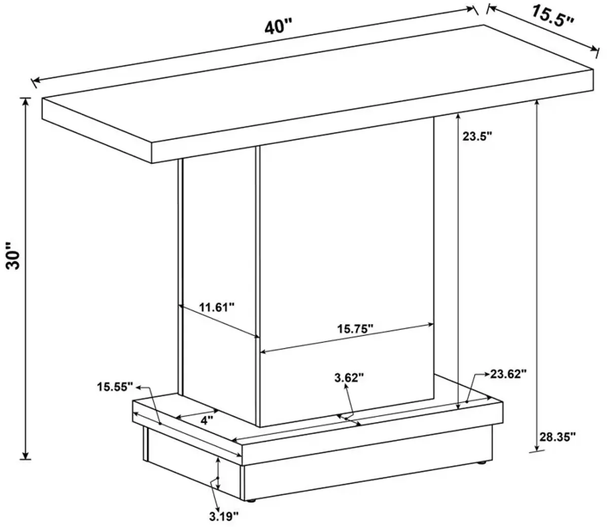 Reston Pedestal Sofa Table Cappuccino