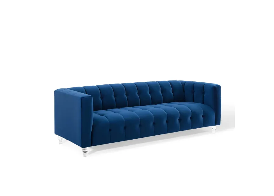 Mesmer Channel Tufted Button Performance Velvet Sofa