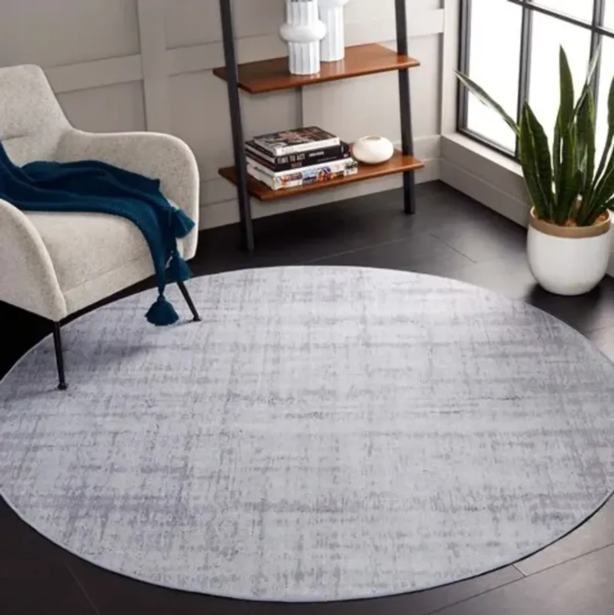 TACOMA 857 M/W S/R Grey  6' X 6' Round Round Rug