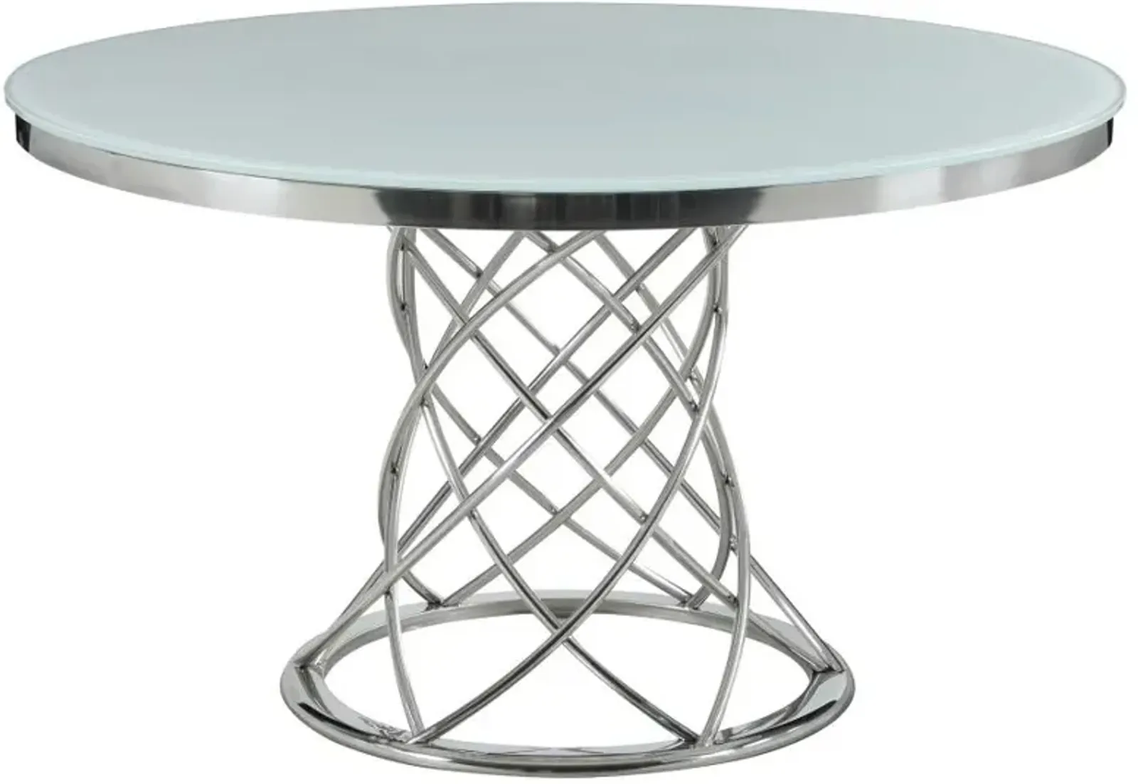 Irene Round Glass Top Dining Table White and Chrome