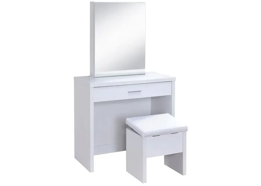 Karly 2-Piece Vanity Set with Lift-Top Stool White