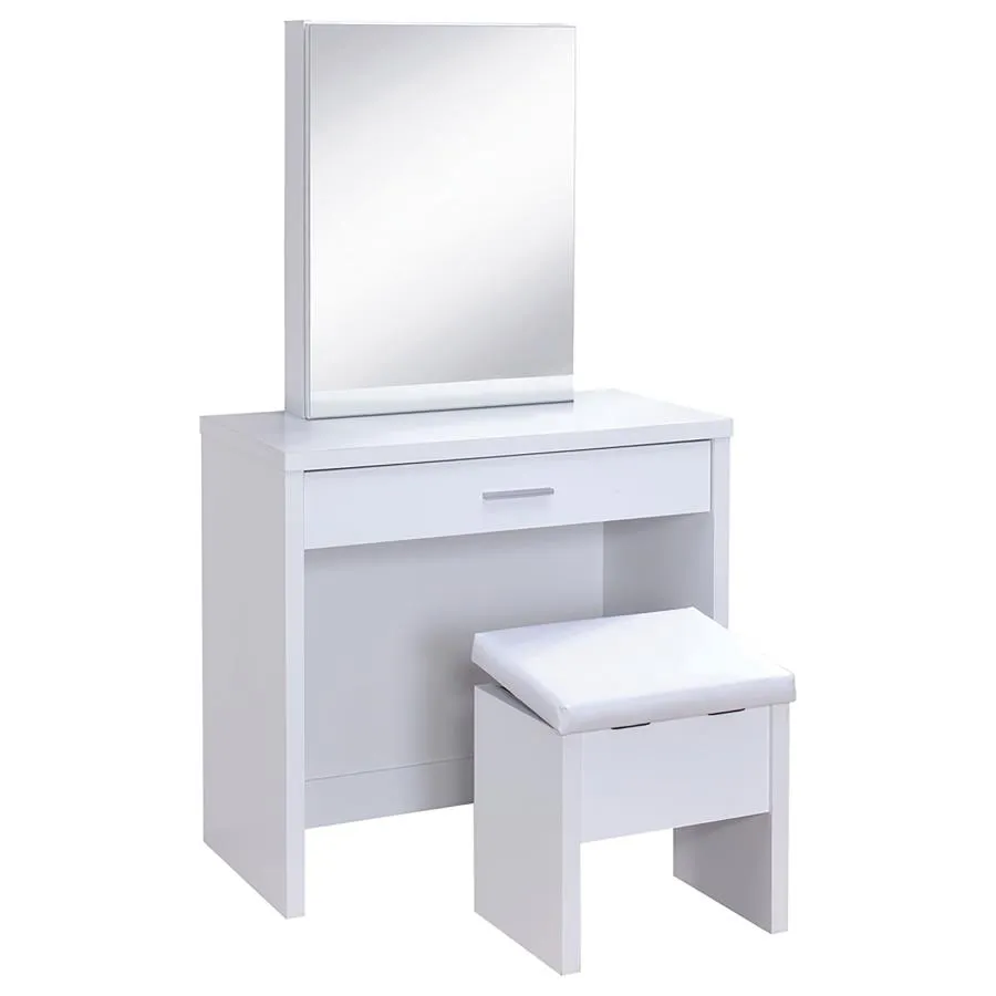 Karly 2-Piece Vanity Set with Lift-Top Stool White