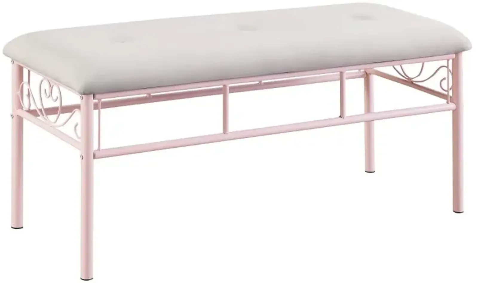 Massi Tufted Upholstered Bench Powder Pink