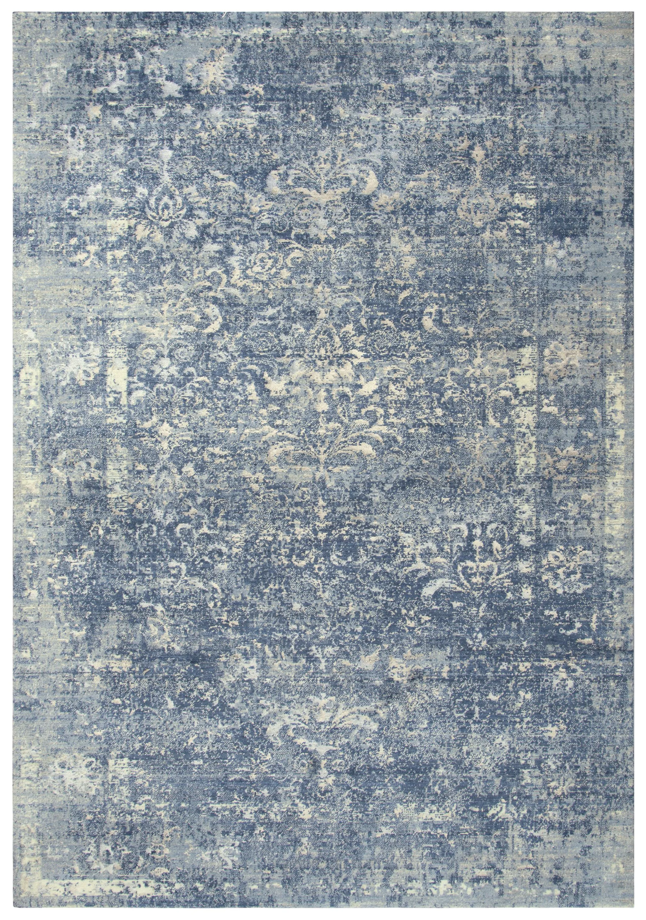 Impressions Blue Classic/Modeled NZ Wool/Tencel Blend 9'x12' Rectangle Rug