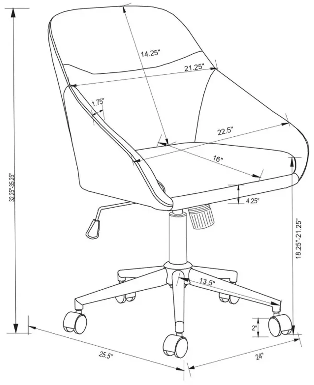 Jackman Upholstered Office Chair with Casters