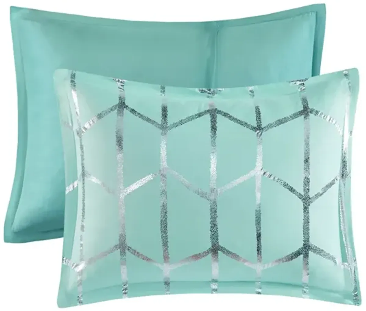 Intelligent Design Raina Aqua/Silver Metallic Printed Comforter Set