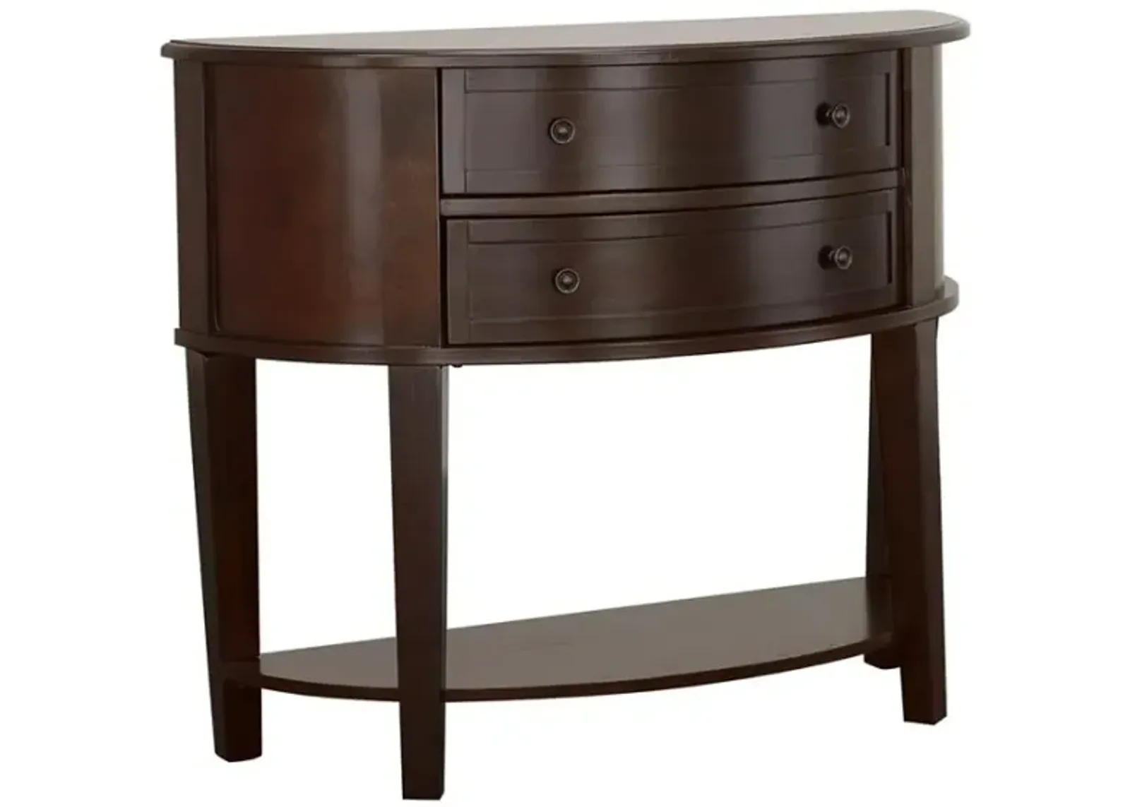 Diane 2-drawer Demilune Shape Console Table Cappuccino