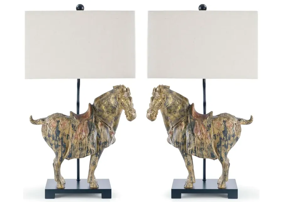 Southern Living Dynasty Horse Table Lamps Pair