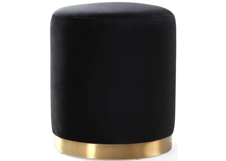 Opal Black Velvet Ottoman 