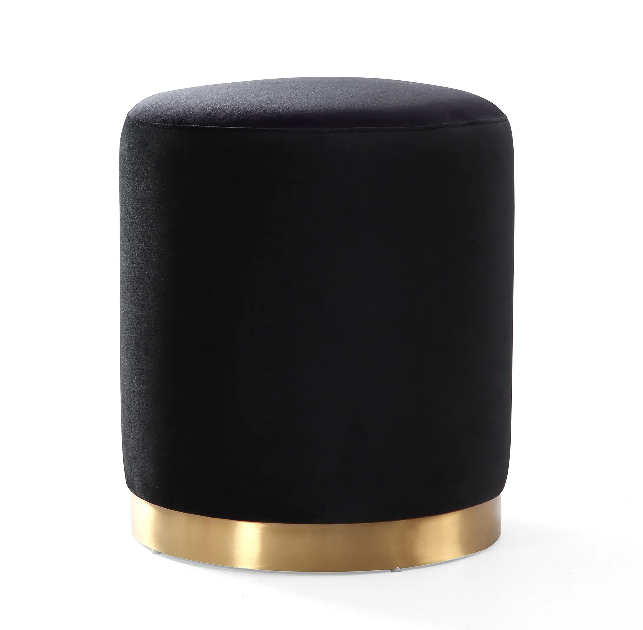 Opal Black Velvet Ottoman 