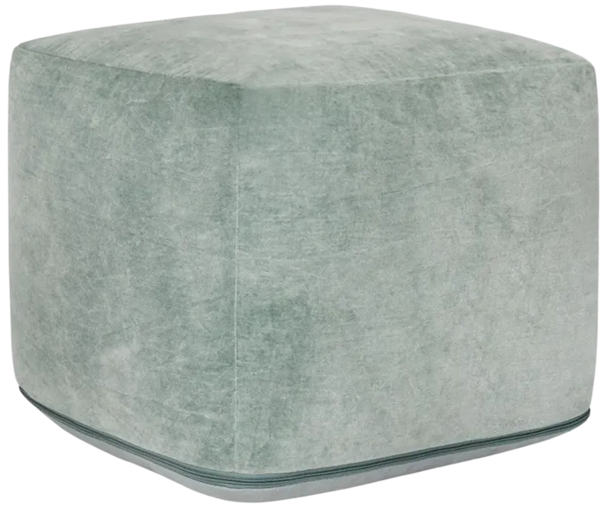 Heirloom Velvet Bay Green Pouf 18x18x14