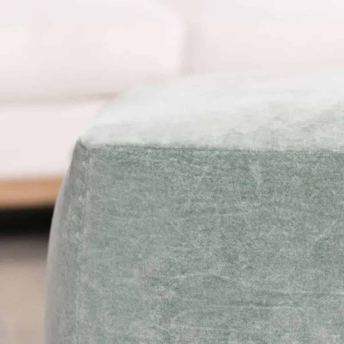 Heirloom Velvet Bay Green Pouf 18x18x14