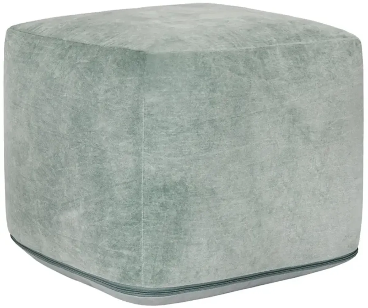 Heirloom Velvet Bay Green Pouf 18x18x14