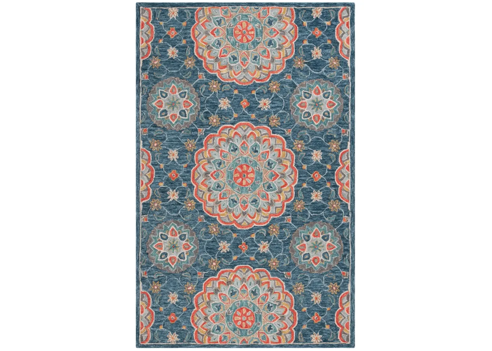 BLOSSOM 690 BLUE  8' x 10' Large Rectangle Rug