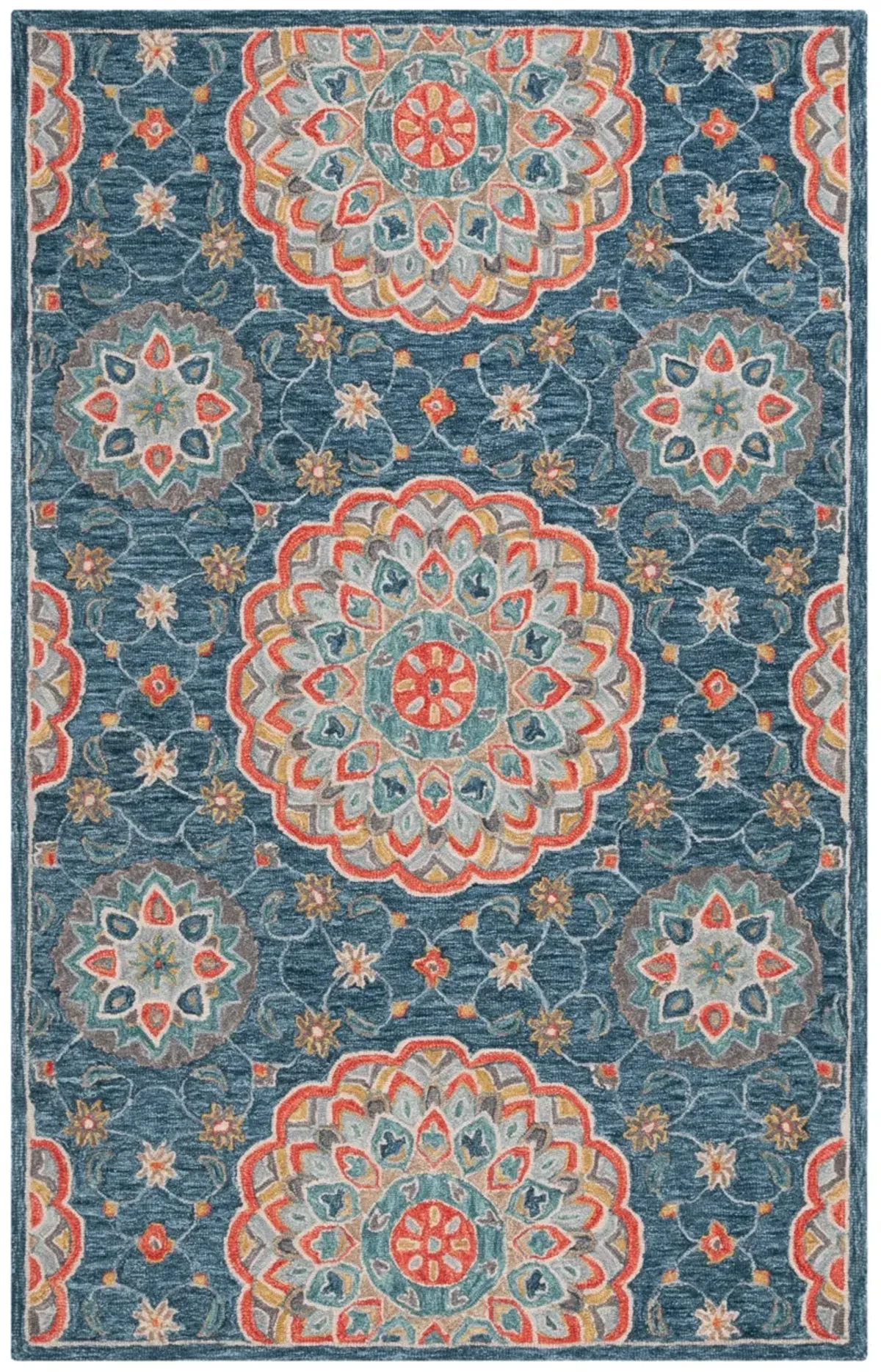 BLOSSOM 690 BLUE  8' x 10' Large Rectangle Rug