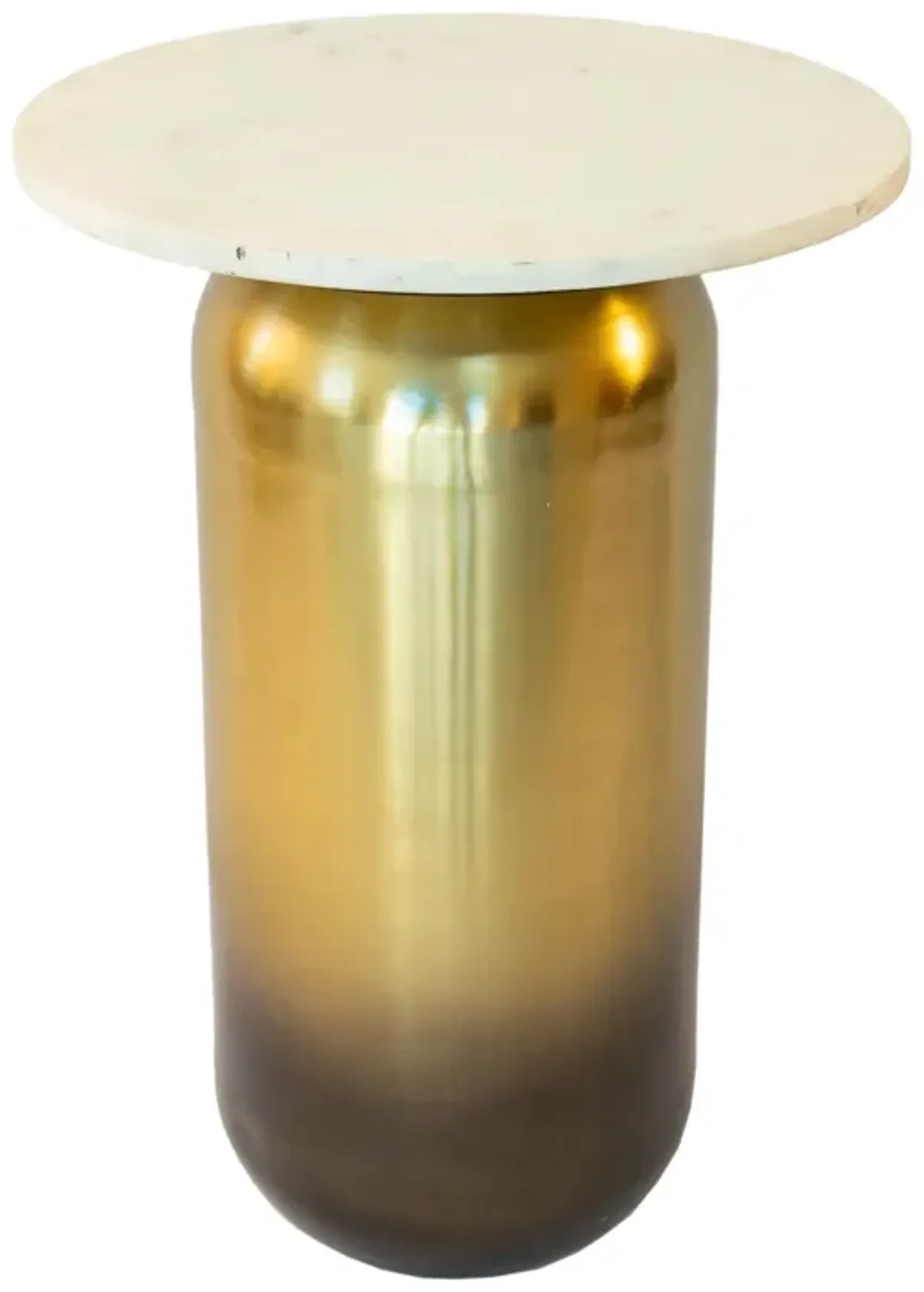 Marble/metal, 16"dx23"h Side Table, Wht/gld Kd