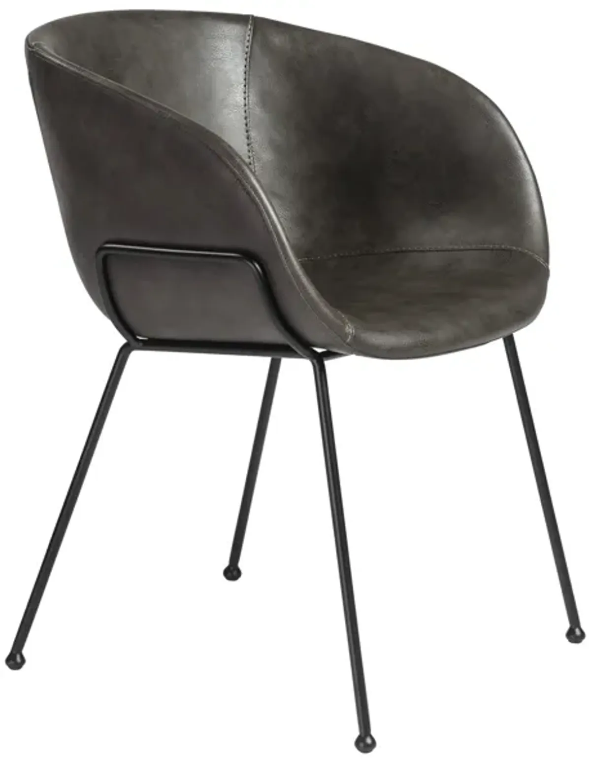 Zach Armchair with Dark Gray Leatherette and Matte Black Powder Coated Steel Frame and Legs - Set of 2