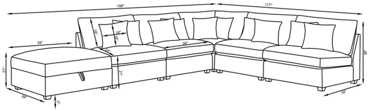 Cambria 5-piece Upholstered Modular Sectional Grey