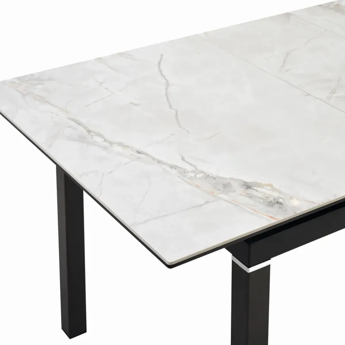 Giana Extendable Dining Table in Stone and Metal