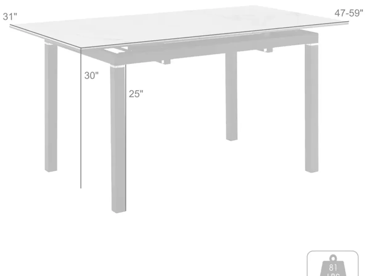 Giana Extendable Dining Table in Stone and Metal