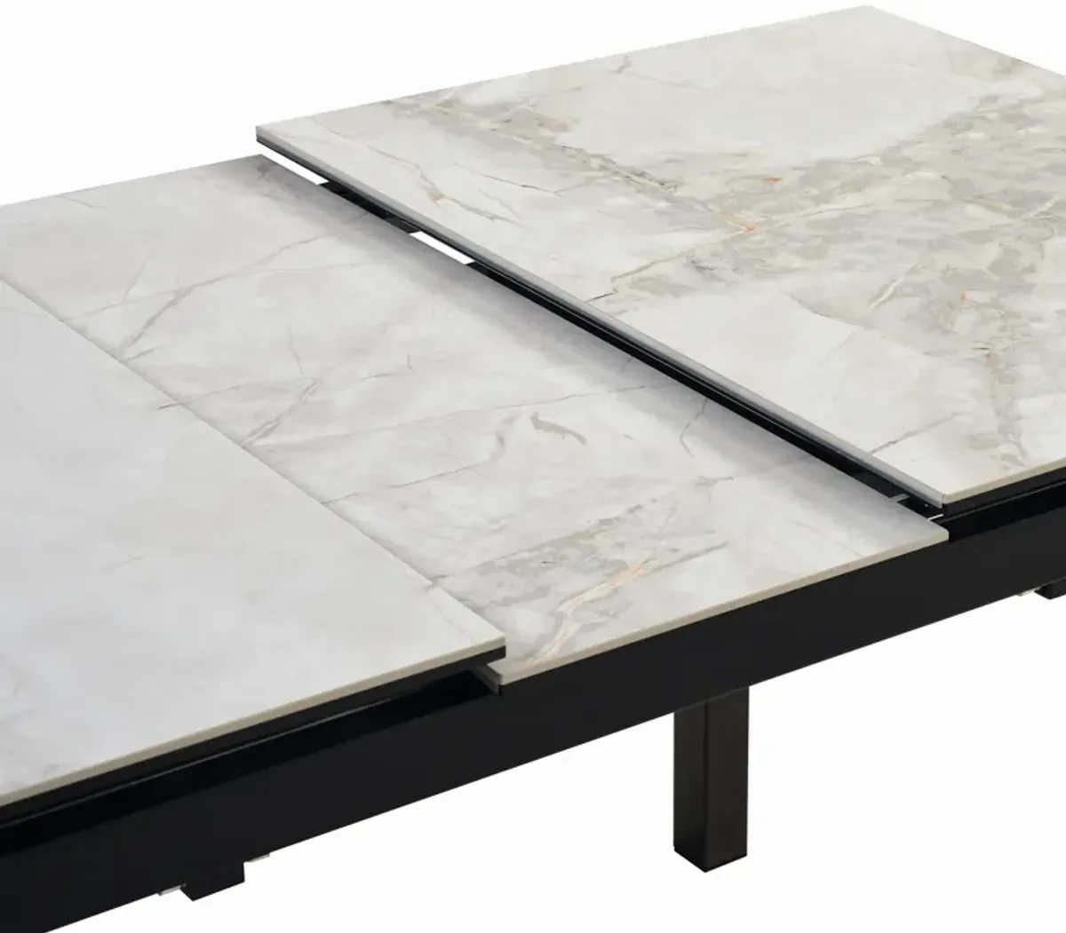 Giana Extendable Dining Table in Stone and Metal