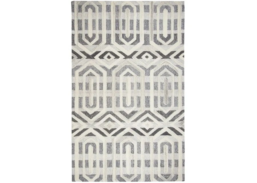 Suffolk Gray/Natural Geometric Wool 10' x 13' Rectangle Rug