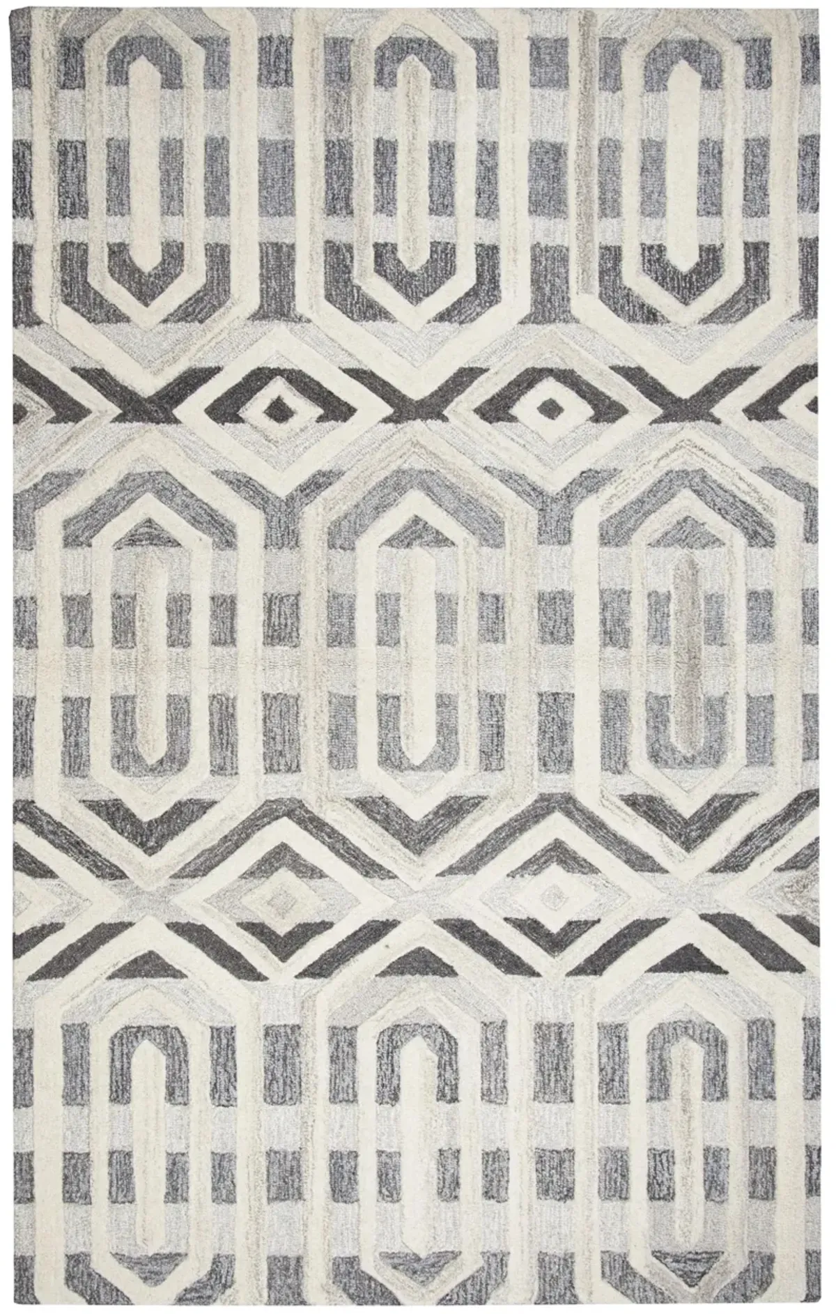 Suffolk Gray/Natural Geometric Wool 10' x 13' Rectangle Rug