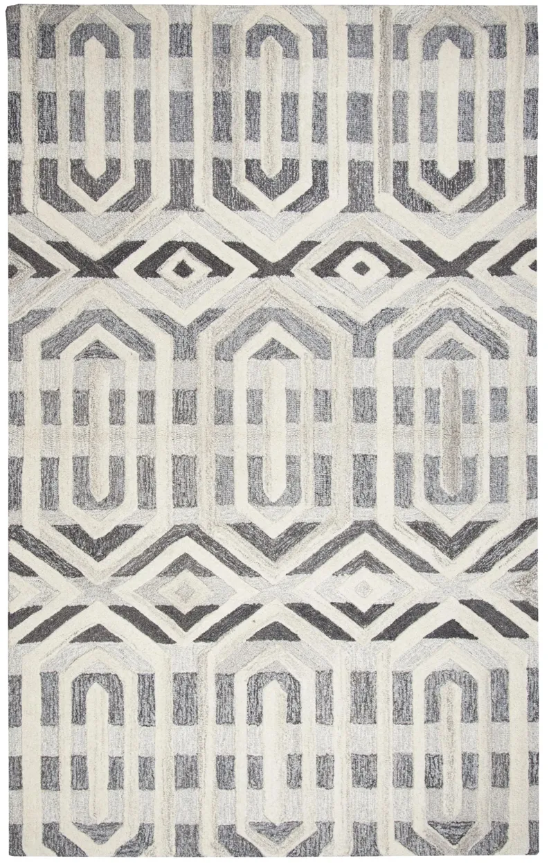 Suffolk Gray/Natural Geometric Wool 10' x 13' Rectangle Rug