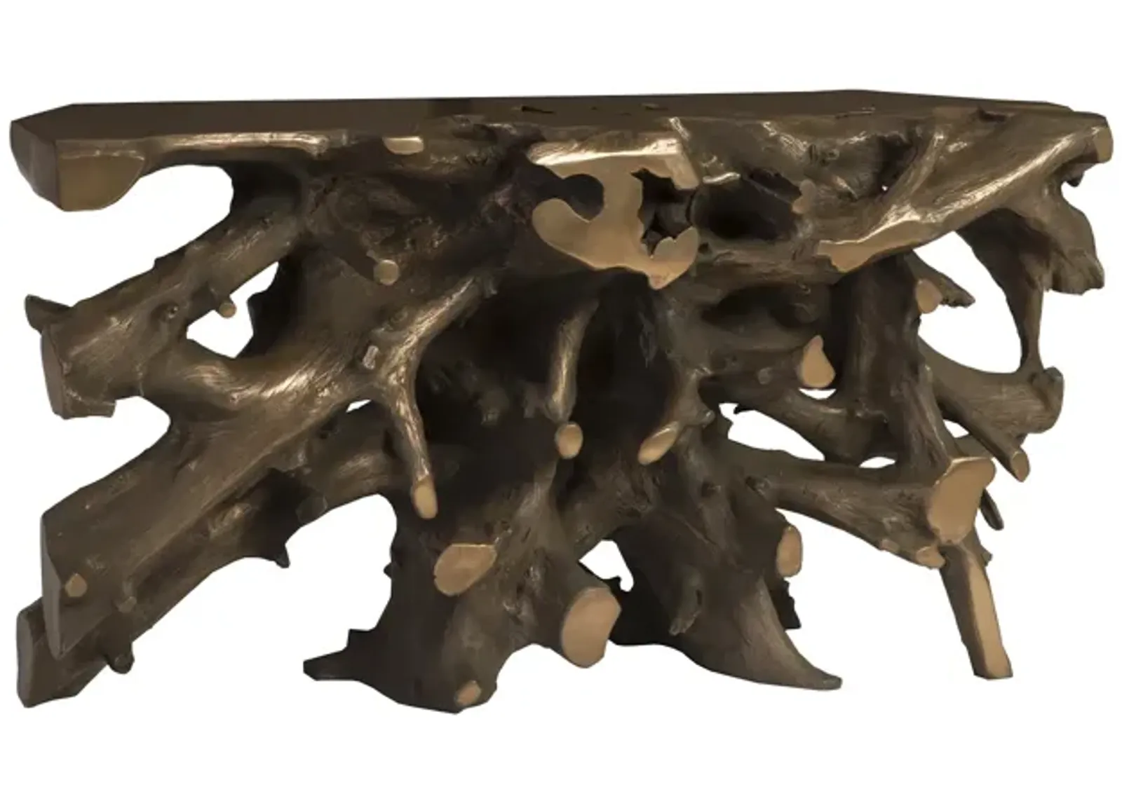 Cast Root Console Table, Resin, Bronze