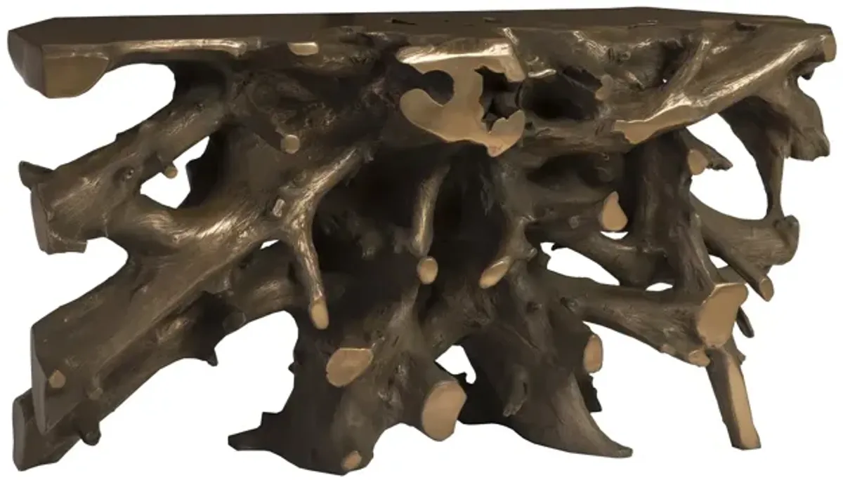 Cast Root Console Table, Resin, Bronze