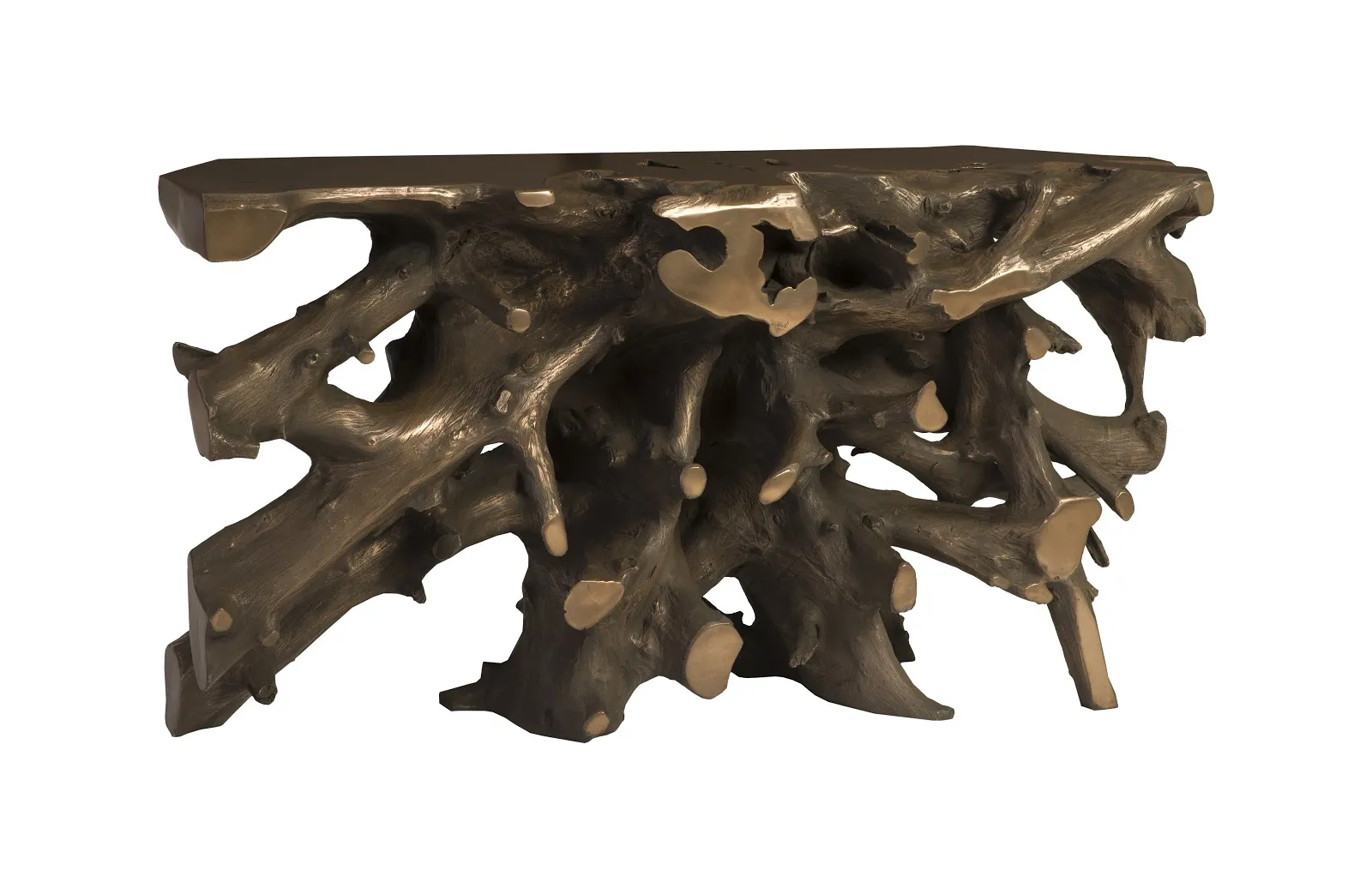 Cast Root Console Table, Resin, Bronze