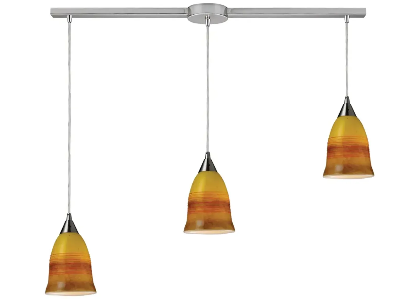 Horizon 3-Light Linear Pendant Fire in Satin Nickel