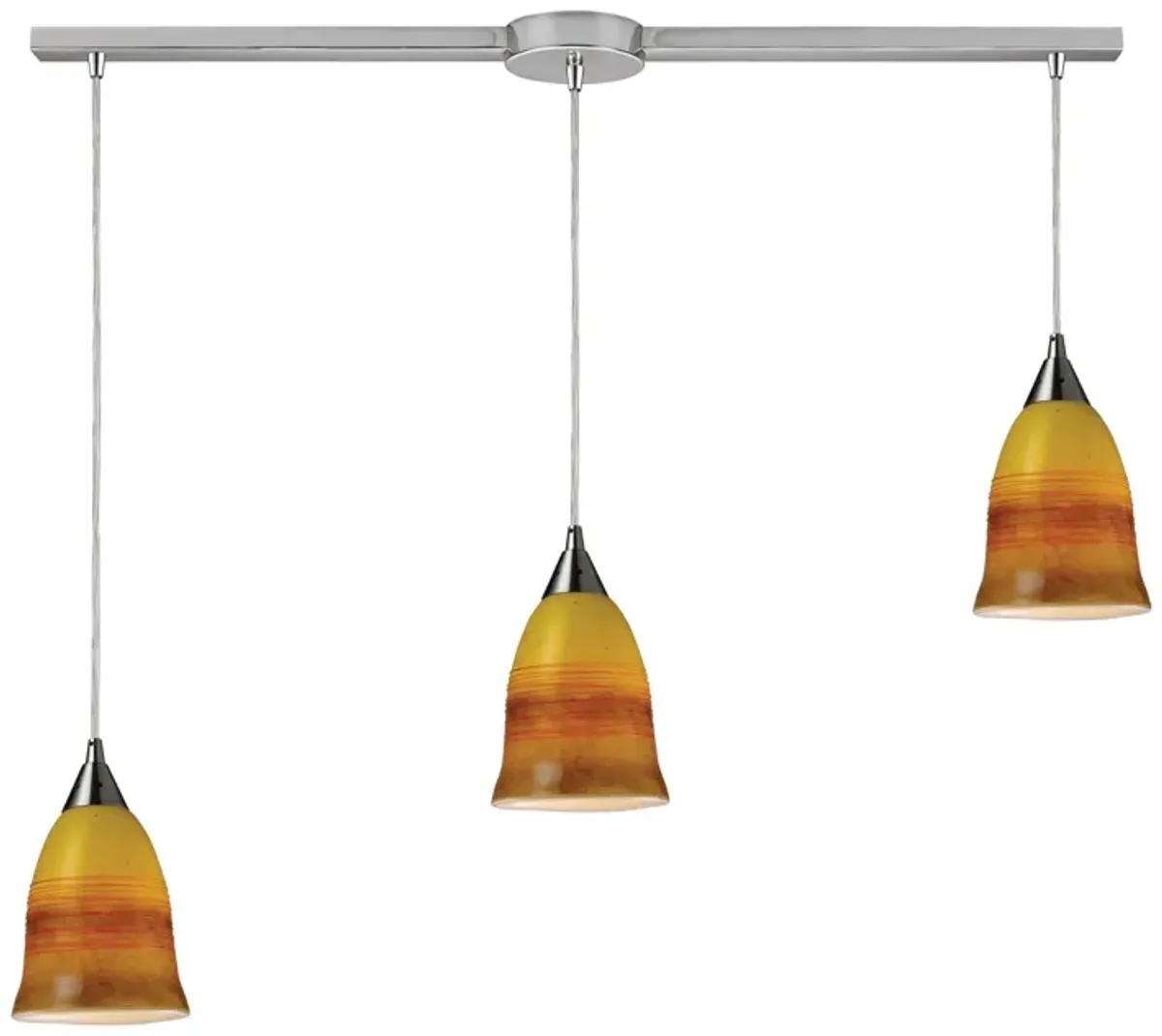 Horizon 3-Light Linear Pendant Fire in Satin Nickel