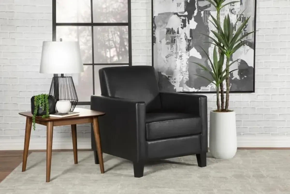 Julio Upholstered Accent Chair with Track Arms Black