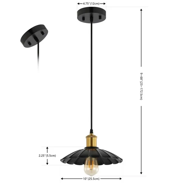 NOVAIRE, 10 INCH, BLACK/BRASS, IRON PENDANT