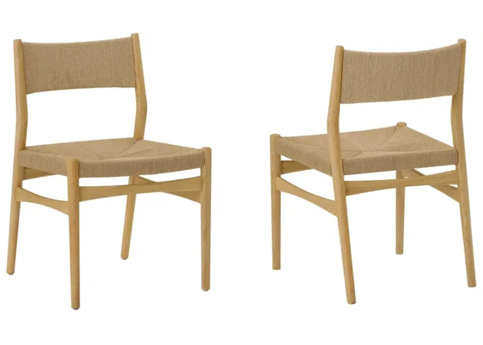 Erie Woven Paper Cord and Oak Wood Dining Chairs - Set of 2