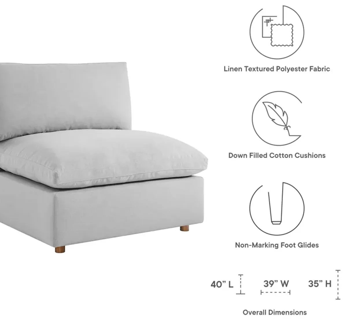 Commix Down Filled Overstuffed 4 Piece Modular Sofa