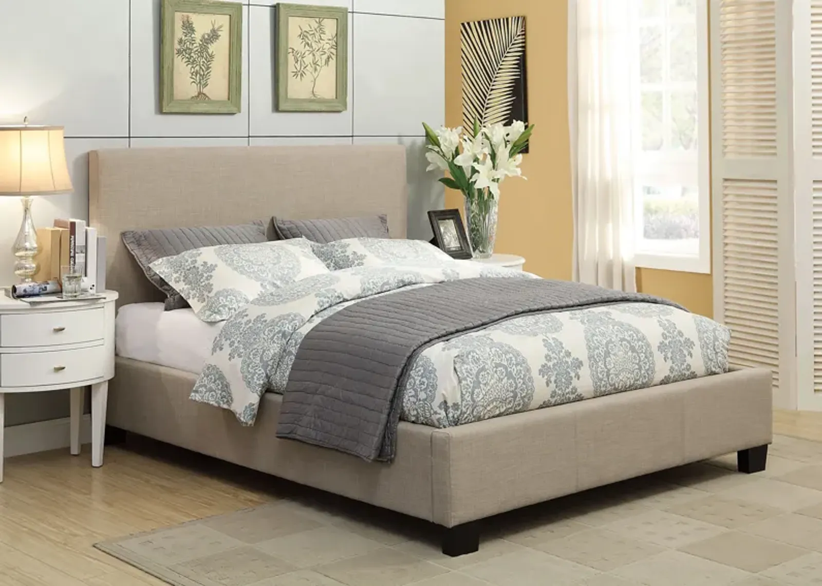 Saint Pierre King-size Linen Platform Storage Bed