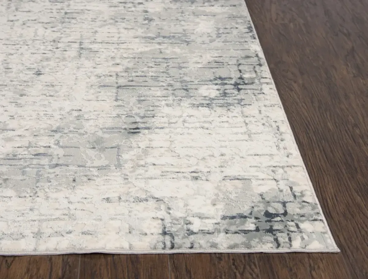 Chelsea Cream/Gray Abstract Polyester 7'10" x 9'10" Rectangle Rug