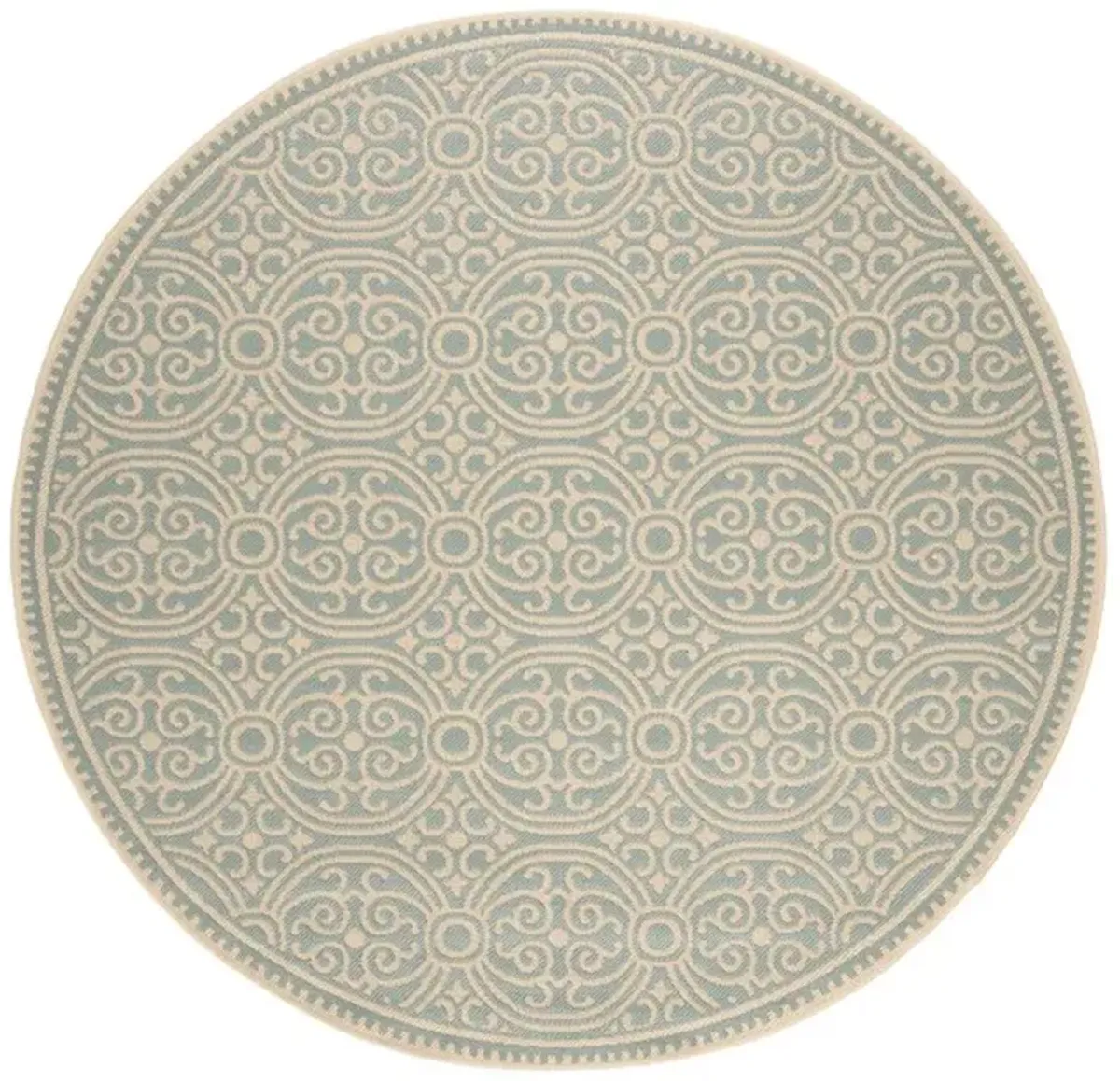 LINDEN 134 Collection LND134L-6R Cream / Aqua 6'-7" X 6'-7" Round