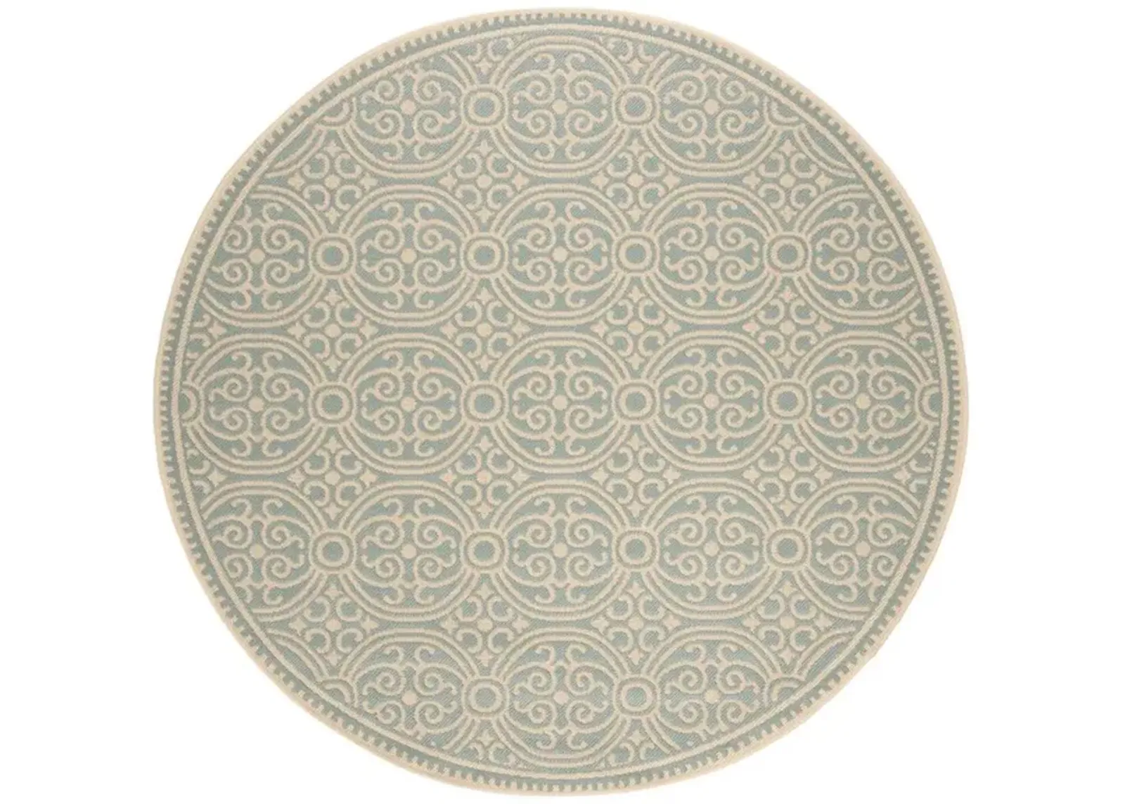 LINDEN 134 Collection LND134L-6R Cream / Aqua 6'-7" X 6'-7" Round