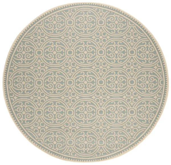 LINDEN 134 Collection LND134L-6R Cream / Aqua 6'-7" X 6'-7" Round